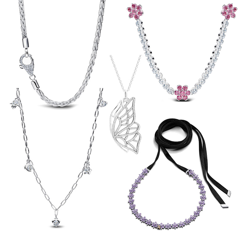 New Cherry Blossom Necklace Jewelry Making Copper Alloy Silver Plated Cultured Shell Necklace For Women Girl Gift Chain With Pedant