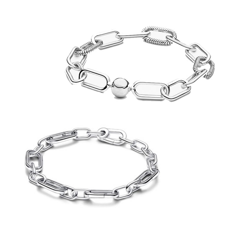 Copper Alloy Silver Plated ME Link Chain Interwoven Bracelet For Women Men Original Charms DIY Beads For Jewelry Making Free Shipping
