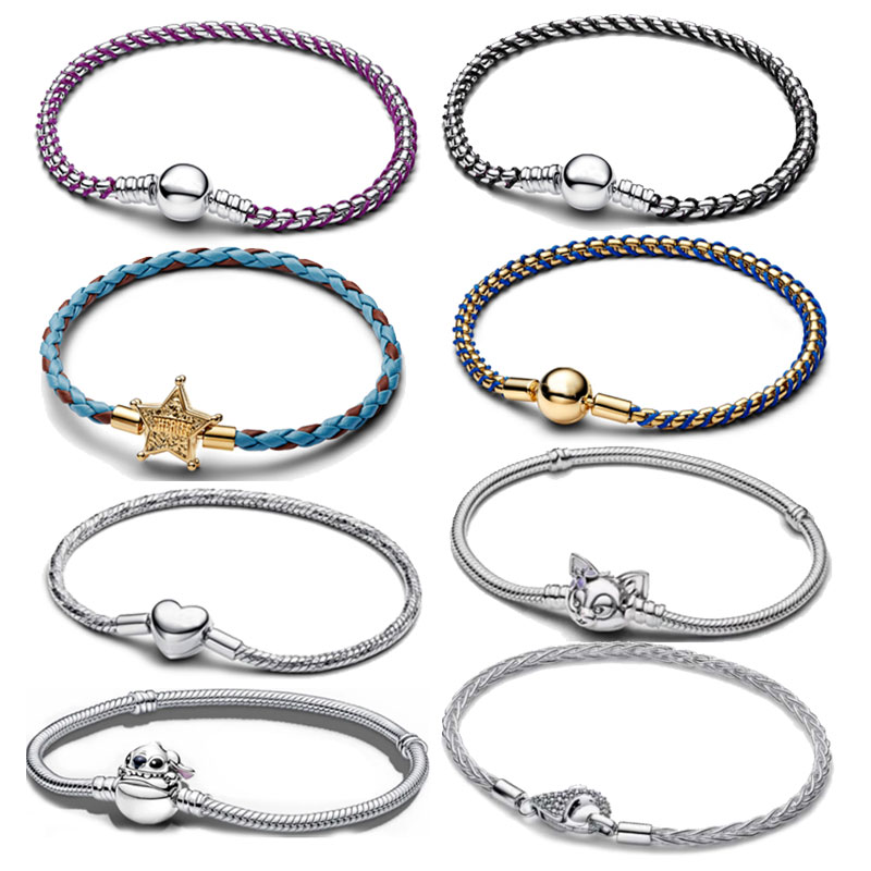 High Quality Copper Alloy Silver Plated Snake Bracelet Chain Supports Customized Engraving Women Charms Beads  Jewelry Making