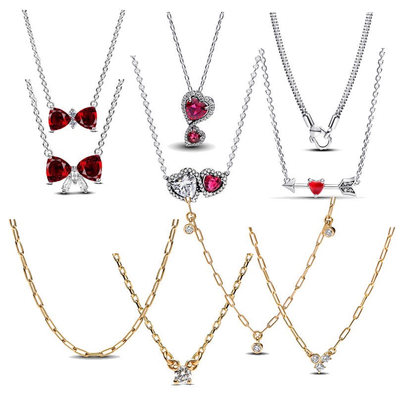 2025 New Copper Alloy Silver Plated Jewelry heart-shaped Pendant Gemstone Zircon Necklace Love Ruby Women's Necklace Valentine's Day Gift Free Shipping