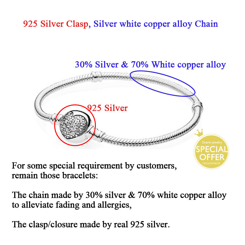 Special Offer 925 Silver Clasp Closure With Silver White Copper Alloy Snake Chain Bracelet For Women Fine Jewelry Making