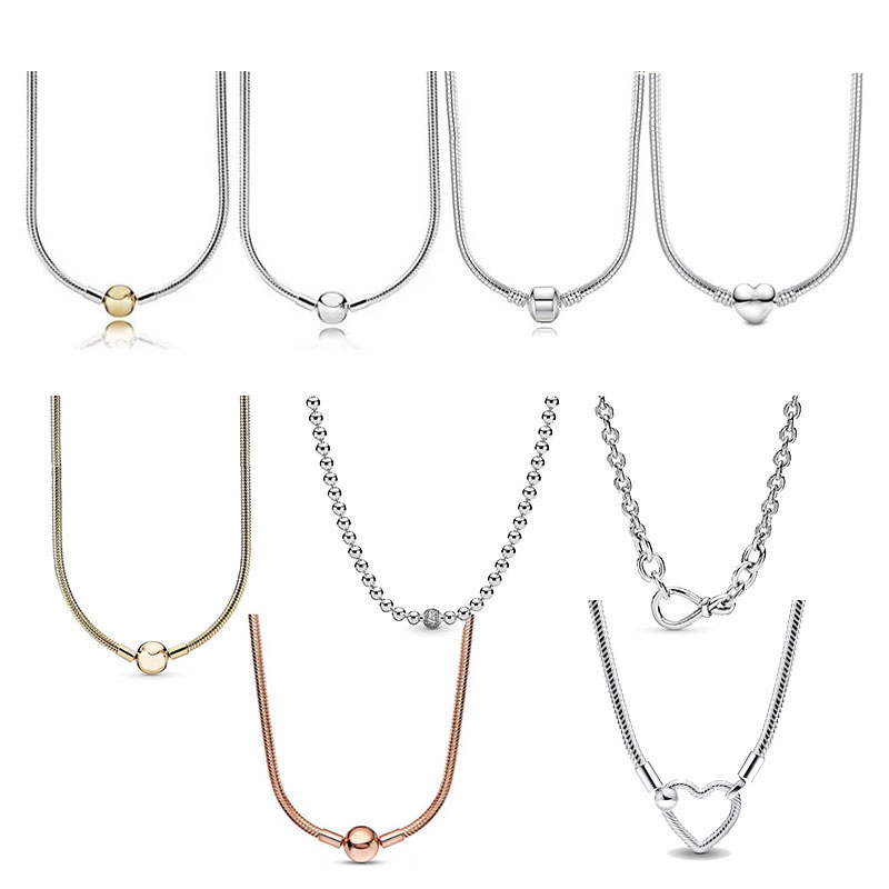 Love Endless 45cm Copper Alloy Silver Plated Chain Necklace For Women P Snake Bone Light Body Choker Infinite Symbol Jewelry
