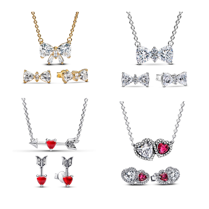 New Copper Alloy Silver Plated Women's Jewelry Set Valentine's Day Gift Love Cupid For  Party Banquet Fashionable Charm Jewelry Making
