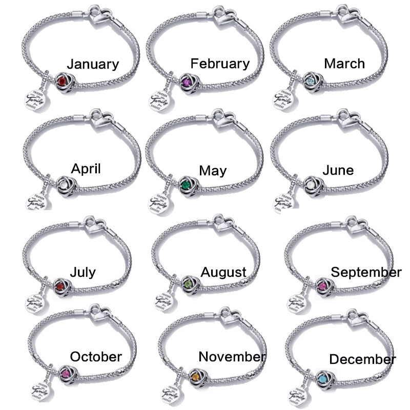 High Quality Copper Alloy Silver Plated Wishing Birthday Bracelet Set for December Exclusive Birthday Stones for Friends and Family Gifts