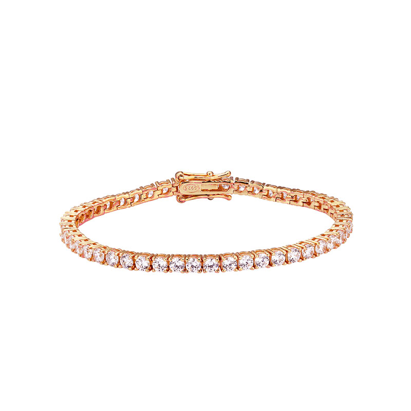 S925 Silver 3mm Tennis Bracelet Full Diamond Zircon Women's High Carbon Diamond Supports Customized Size Zircon Color