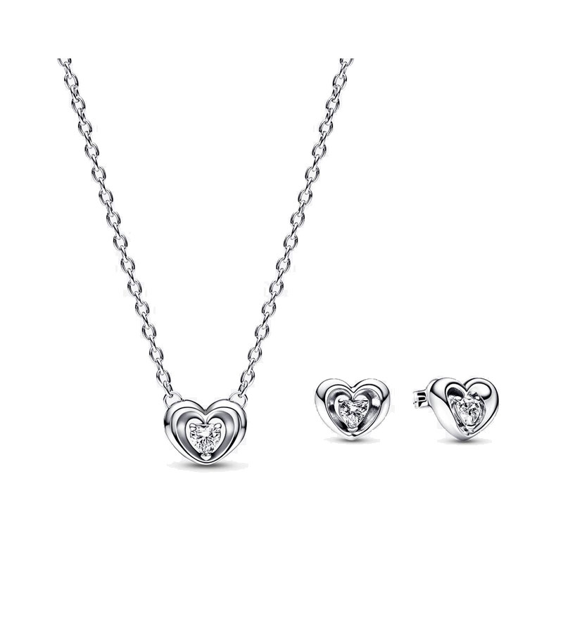 High Quality 925 Silver Red Heart-Shaped Zircon Women's Necklace Set Valentine's Day Gift Engagement Friend Gift Party Banquet Support Customization