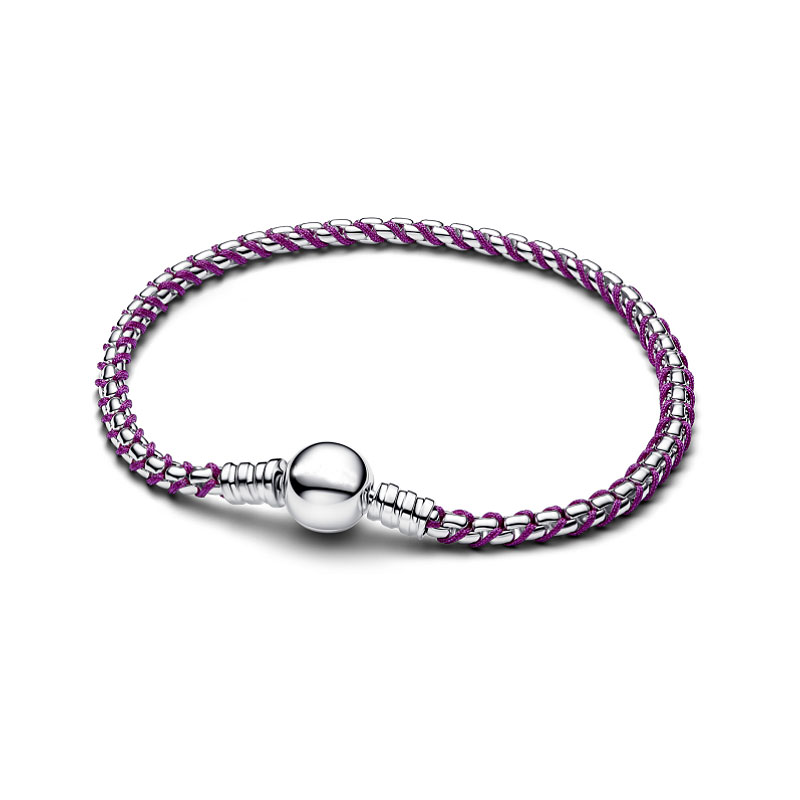 White Copper Alloy Silver Plated Snake Bracelet Chain Supports Customized Engraving Women Charms Beads  Jewelry Making