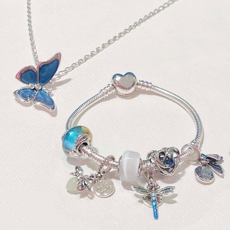 Copper Alloy Silver Plated Necklace Bracelet Sets Butterfly Dragonfly Firefly Valentine's Day Gift Party Personal Charm