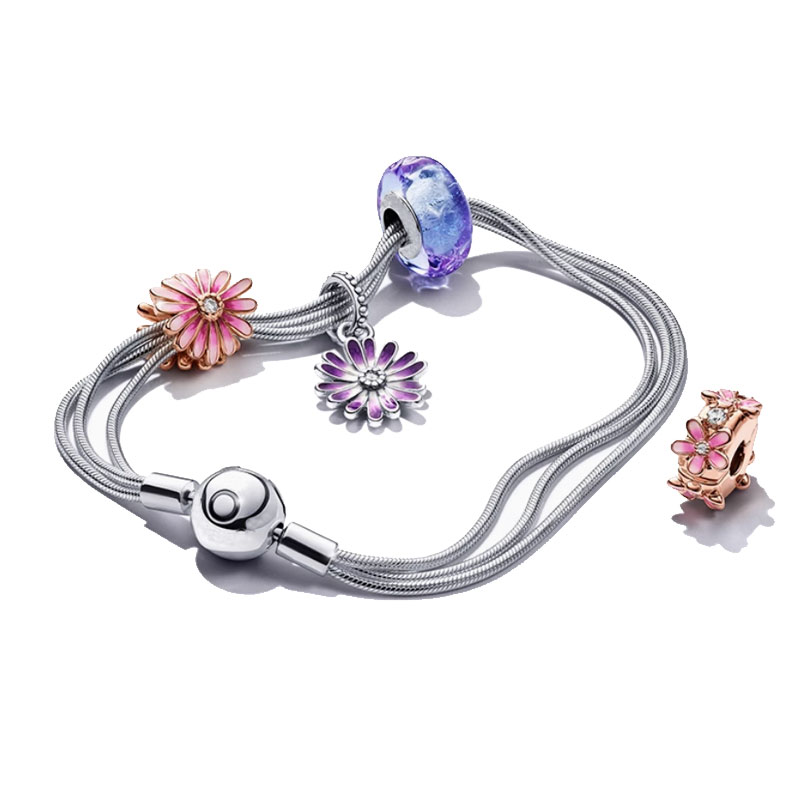 Copper Alloy Silver Plated Charm For Women Buckle Bracelet Love Beaded Women's Jewelry Bracelet Set Charms For Jewelry Making