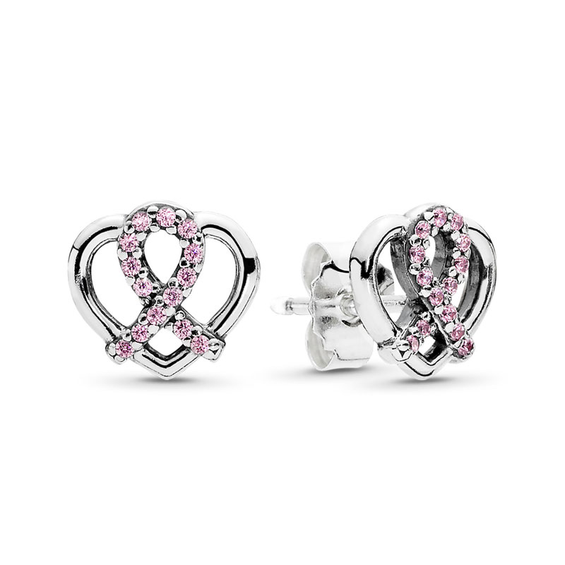 New 925 Silver Charm Jewelry Making Zircon Pink Cute Bow King Flower Geometric Women's Earrings Fashion Personality Party Banquet