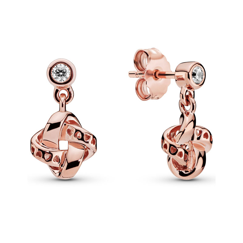 New 925 Silver Charm Jewelry Making Zircon Pink Cute Bow King Flower Geometric Women's Earrings Fashion Personality Party Banquet