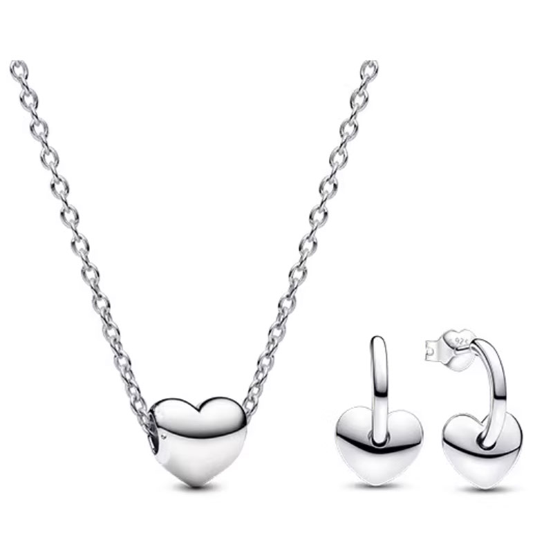 High Quality 925 Silver Red Heart-Shaped Zircon Women's Necklace Set Valentine's Day Gift Engagement Friend Gift Party Banquet Support Customization