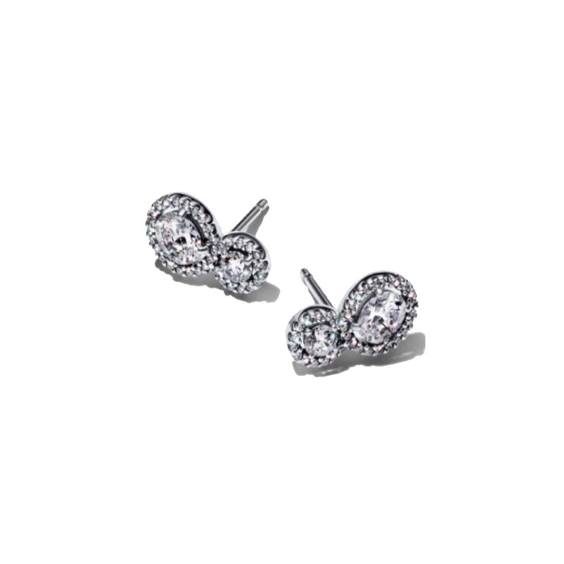 Luxury Charm Golden Gold Pear Stud Earrings S925 Silver For Women Heart Jewelry Mother's Day Gift Lron Tower Building Dynamic