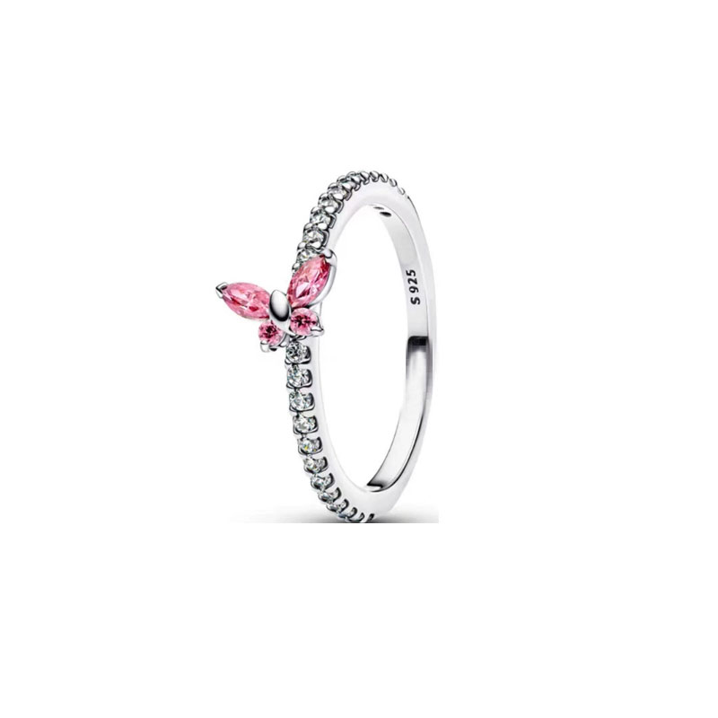 New 925 Sterling Silver Rings For Women Charm Jewelry New Ring Butterfly Feather Lucky Symbol
