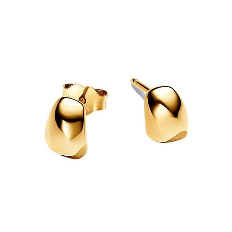 Luxury Charm Golden Gold Pear Stud Earrings S925 Silver For Women Heart Jewelry Mother's Day Gift Lron Tower Building Dynamic