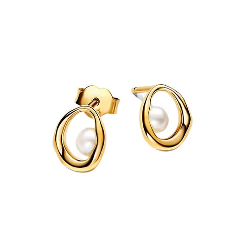 Luxury Charm Golden Gold Pear Stud Earrings S925 Silver For Women Heart Jewelry Mother's Day Gift Lron Tower Building Dynamic