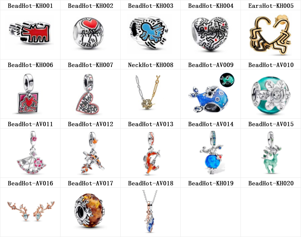 HOT IP Series Pop Art for Everybody Copper Alloy Silver Plated Charms Beads For Making Fine Jewelry Valentine's Day Girl Gift