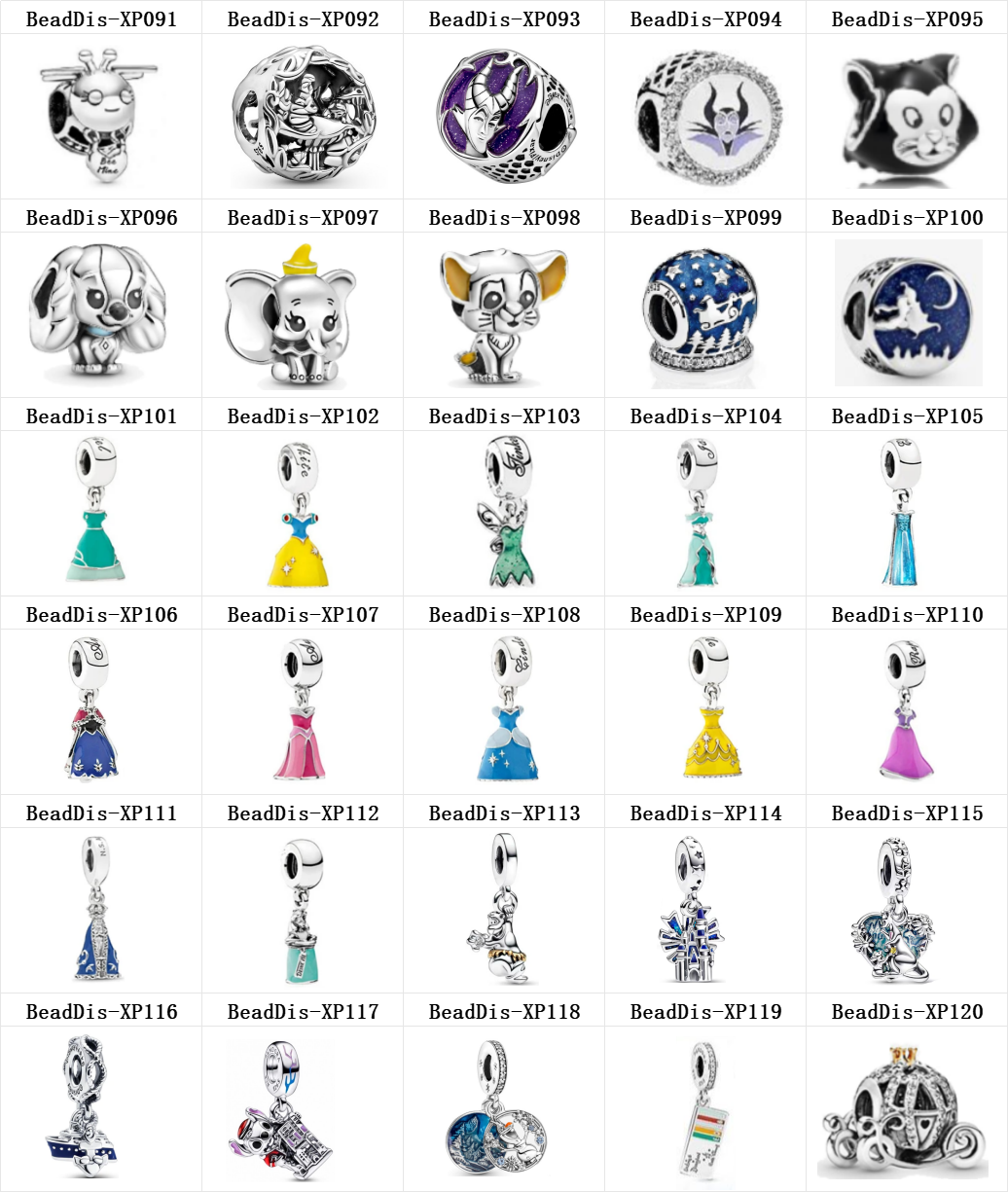 DS Dis91-120 DIS Series Copper Alloy Silver Plated Princess Skirt Series  Charms Beads For Making Jewelry Fit Valentine's Day Gifts