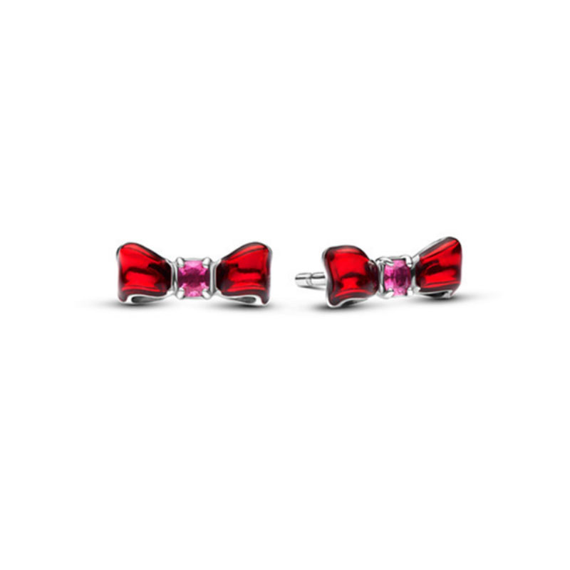 New 925 Silver Charm Jewelry Making Zircon Pink Cute Bow King Flower Geometric Women's Earrings Fashion Personality Party Banquet