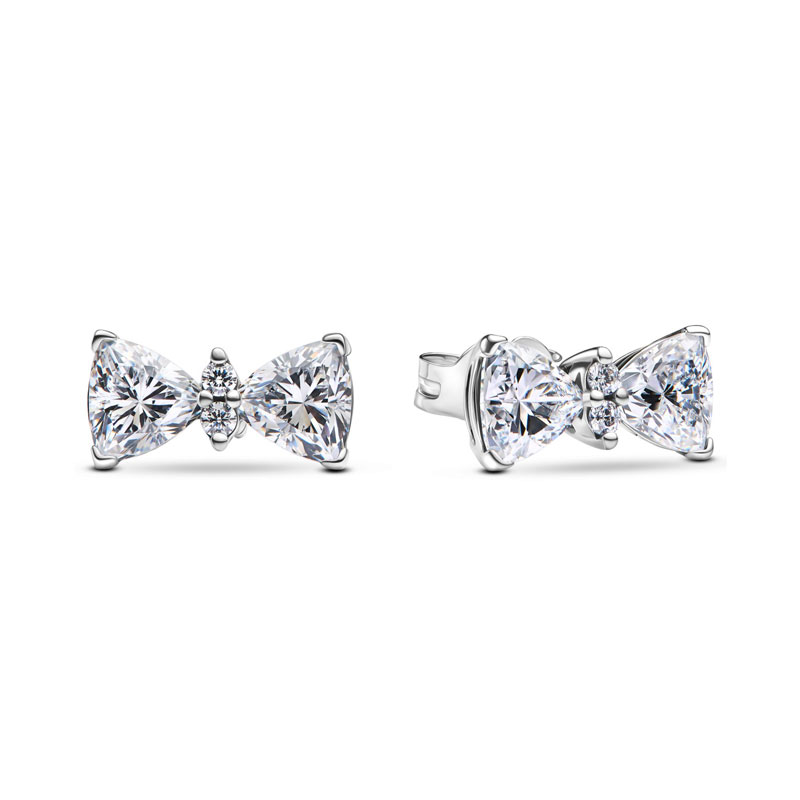 New 925 Silver Charm Jewelry Making Zircon Pink Cute Bow King Flower Geometric Women's Earrings Fashion Personality Party Banquet