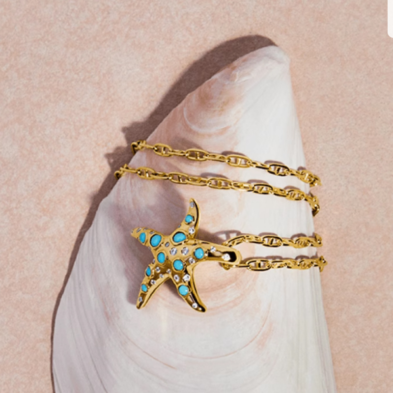 Summer Ocean Sea Star New Necklace Earring Set For Women's Jewelry Valentine's Day Gift Love Cupid For Party Banquet Charm Jewelry