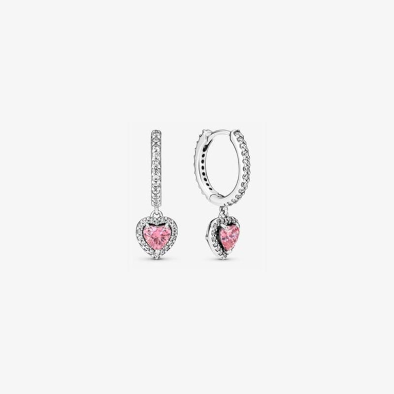 High Quality 925 Silver Earrings With Heart-Shaped Zircon Red Gemstones For Women Heart Jewelry Mother's Day Gift Valentine's Day Gift