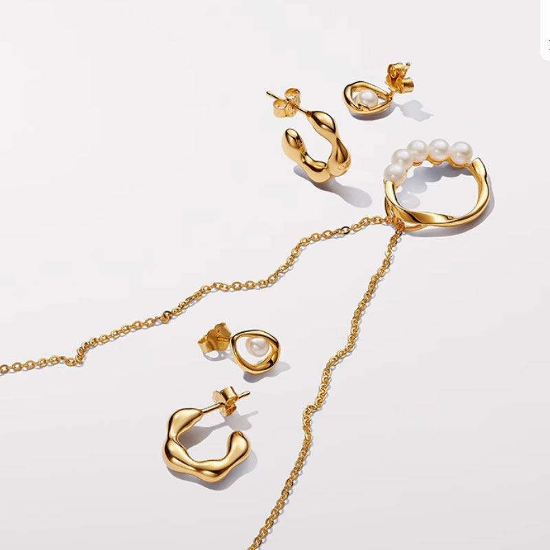 Golden Pearl Earring And Necklace Set Clip-On Earrings Women's Jewelry With Charm Valentine's Day Gift Jewelry Making