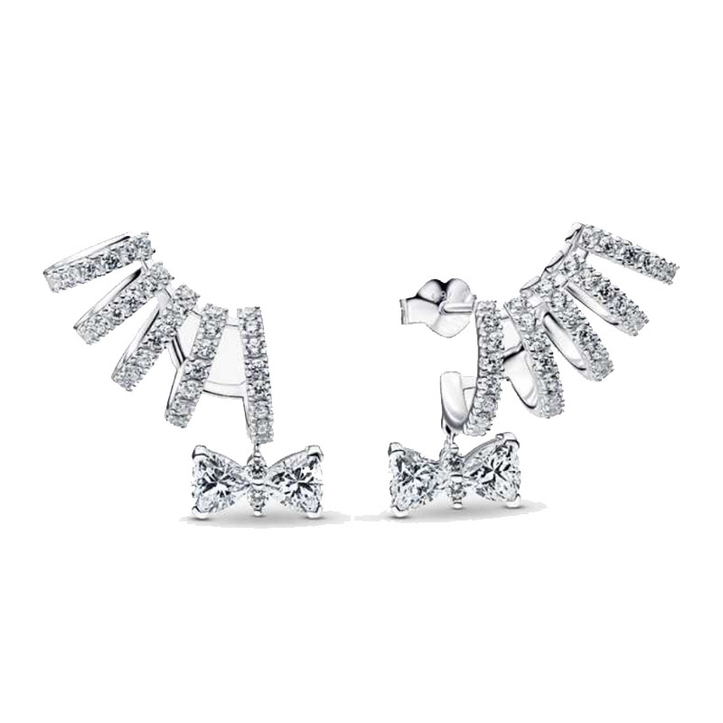 2026 New Zircon Bow Beautiful Butterfly Moon High Quality 925 Silver Earrings New Earring Accessories Gift Valentine's Day Gift