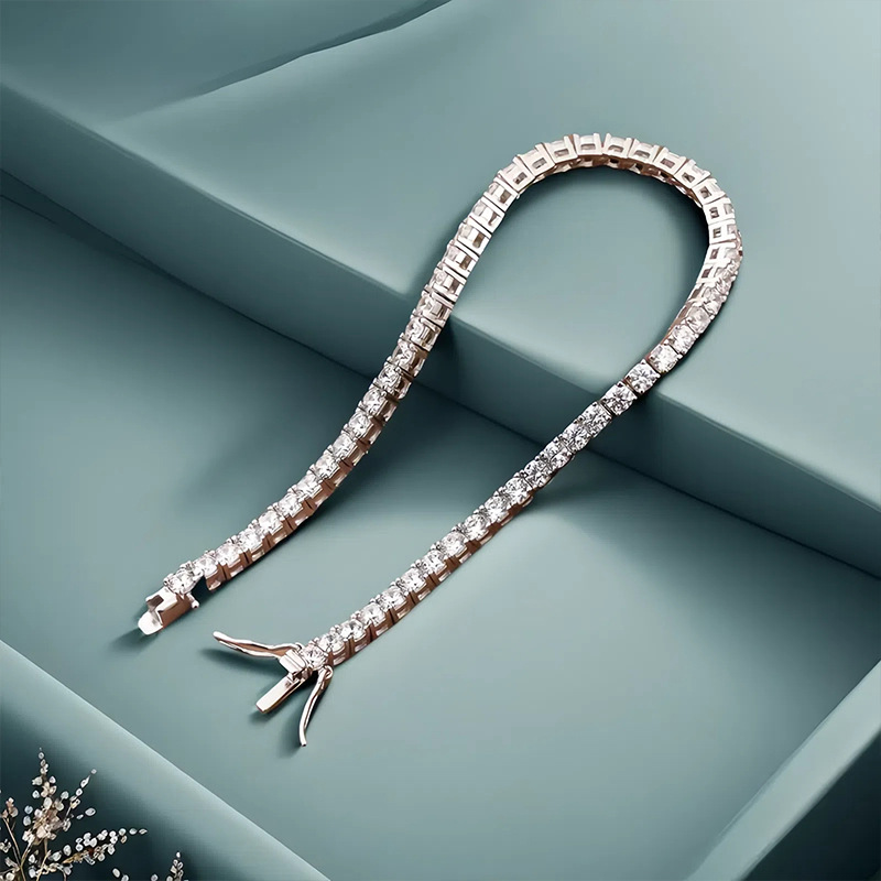 S925 Silver 3mm Tennis Bracelet Full Diamond Zircon Women's High Carbon Diamond Supports Customized Size Zircon Color