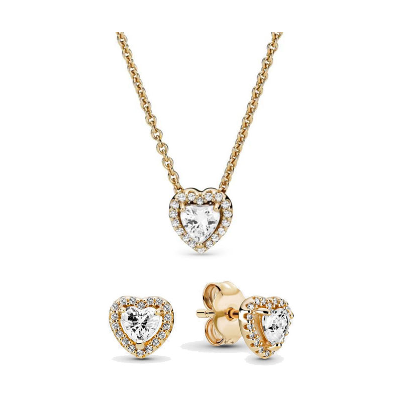 High Quality 925 Silver Red Heart-Shaped Zircon Women's Necklace Set Valentine's Day Gift Engagement Friend Gift Party Banquet Support Customization