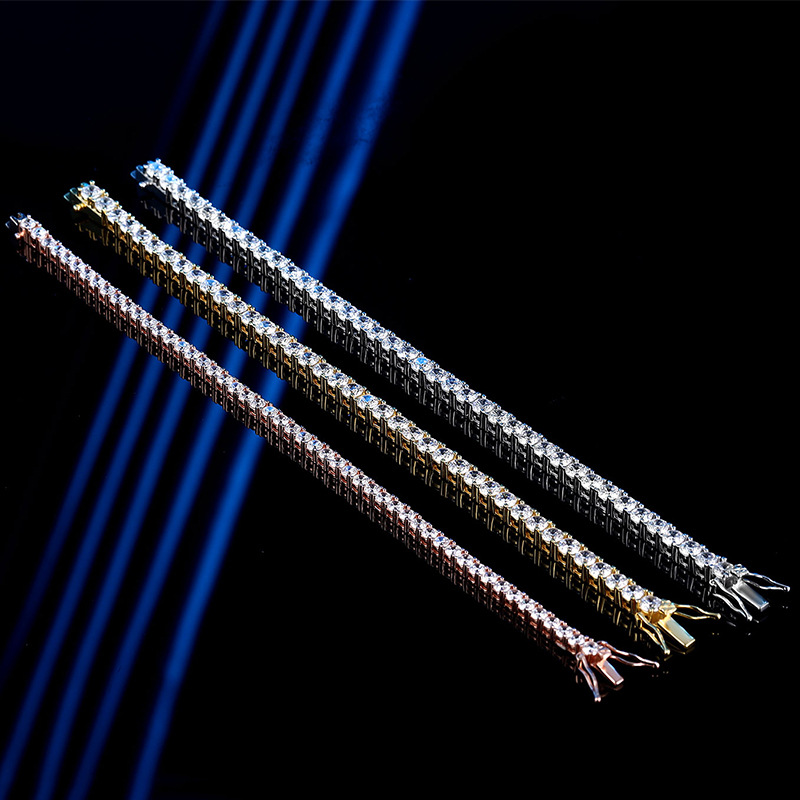 S925 Silver 3mm Tennis Bracelet Full Diamond Zircon Women's High Carbon Diamond Supports Customized Size Zircon Color