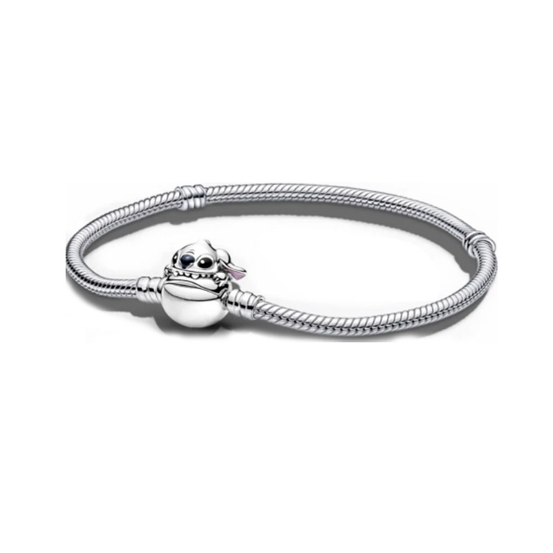 White Copper Alloy Silver Plated Snake Bracelet Chain Supports Customized Engraving Women Charms Beads  Jewelry Making