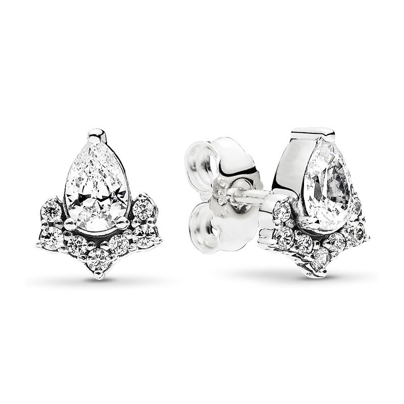 New 925 Silver Charm Jewelry Making Zircon Pink Cute Bow King Flower Geometric Women's Earrings Fashion Personality Party Banquet