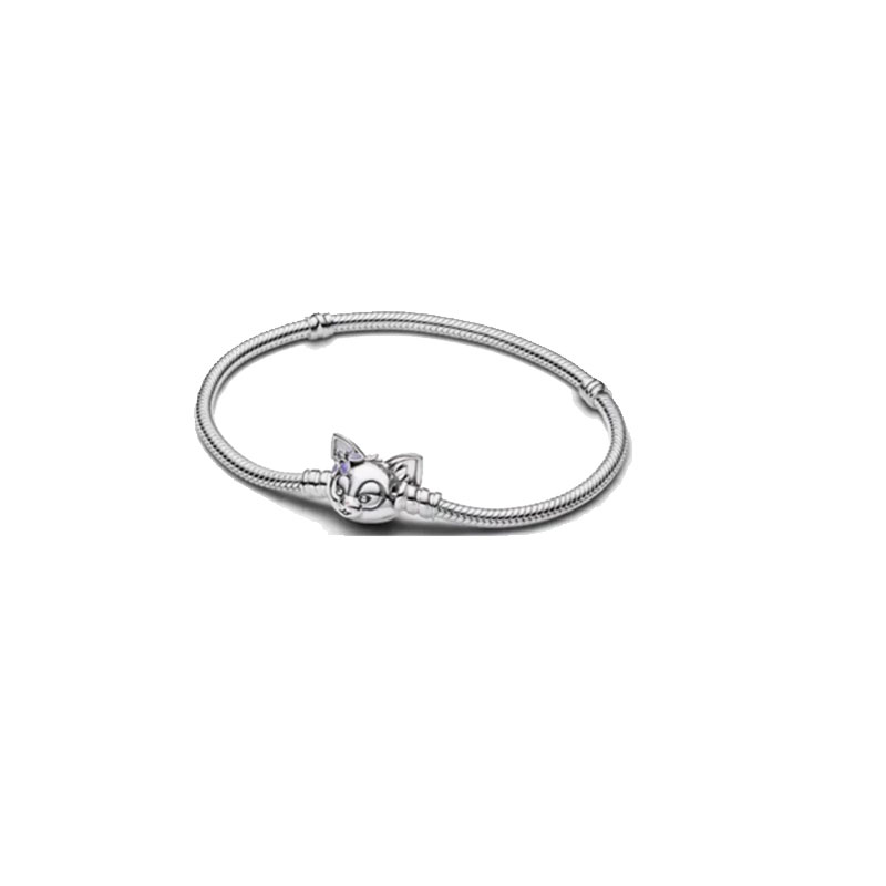 White Copper Alloy Silver Plated Snake Bracelet Chain Supports Customized Engraving Women Charms Beads  Jewelry Making