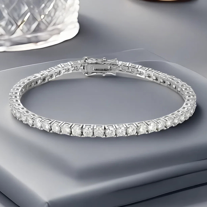 S925 Silver 3mm Tennis Bracelet Full Diamond Zircon Women's High Carbon Diamond Supports Customized Size Zircon Color