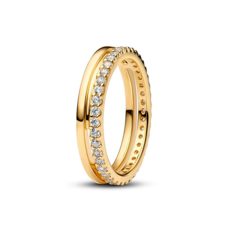 High-Quality 925 Stering Silver New Ring For Women Charm Jewelry Golden Color love Bowknot Symbol Anniversary Gift Party Banquet