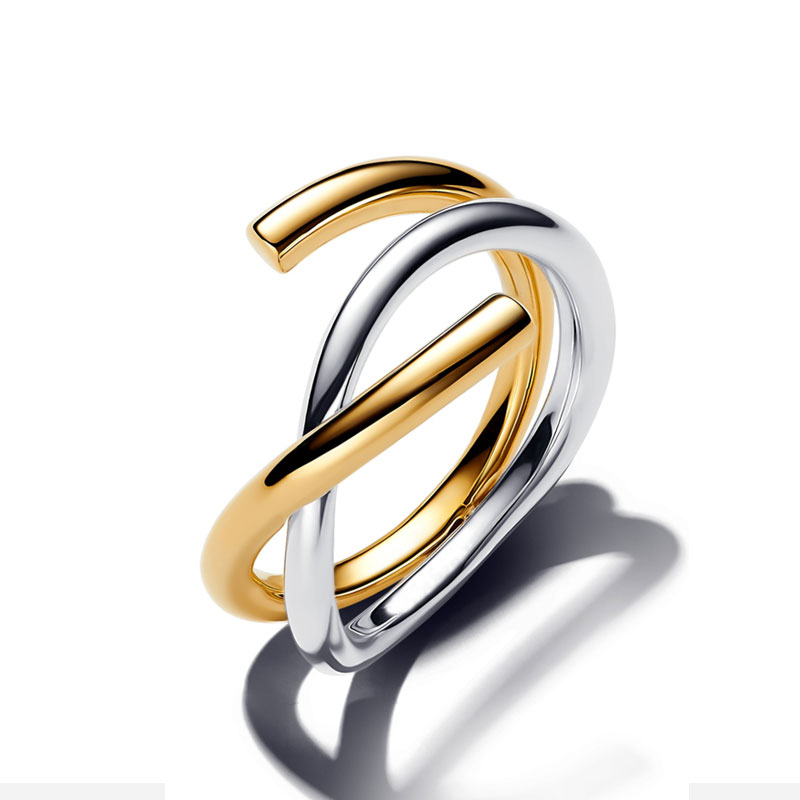 New Ring Golden color High-Quality 925 Stering Silver For Women Retro vogue Charm Jewelry love Gift Party Banquet