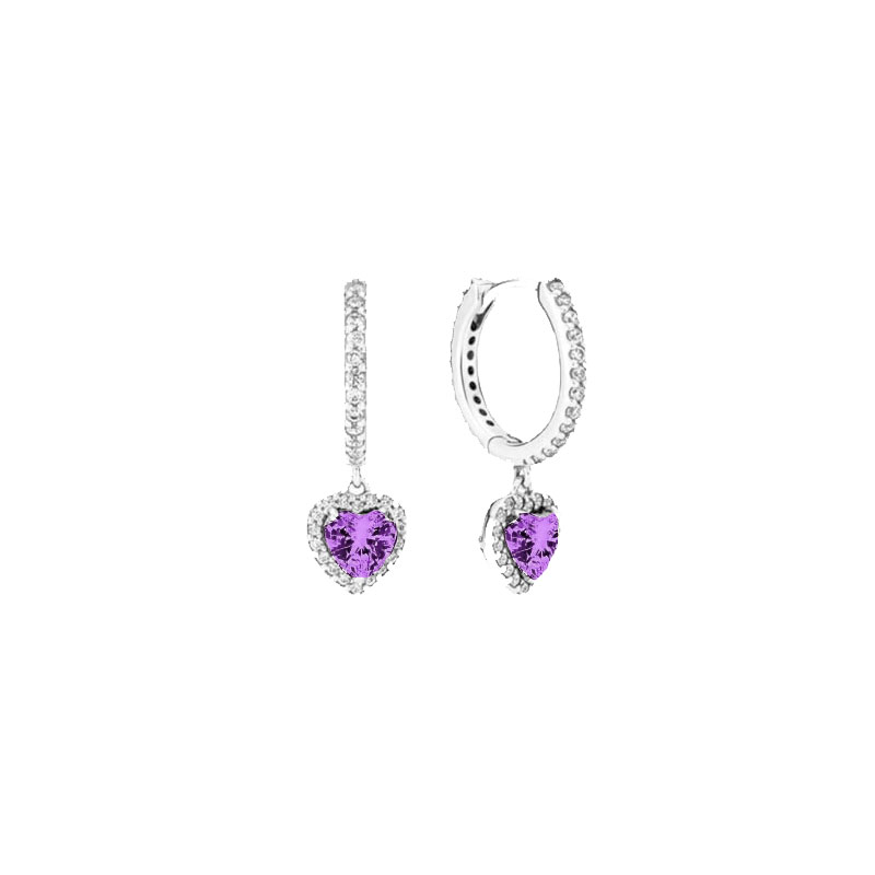 High Quality 925 Silver Earrings With Heart-Shaped Zircon Red Gemstones For Women Heart Jewelry Mother's Day Gift Valentine's Day Gift