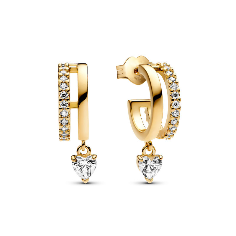 Luxury Charm Golden Gold Pear Stud Earrings S925 Silver For Women Heart Jewelry Mother's Day Gift Lron Tower Building Dynamic