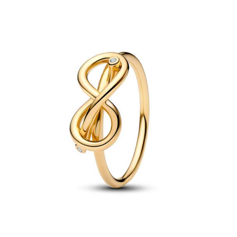 High-Quality 925 Stering Silver New Ring For Women Charm Jewelry Golden Color love Bowknot Symbol Anniversary Gift Party Banquet