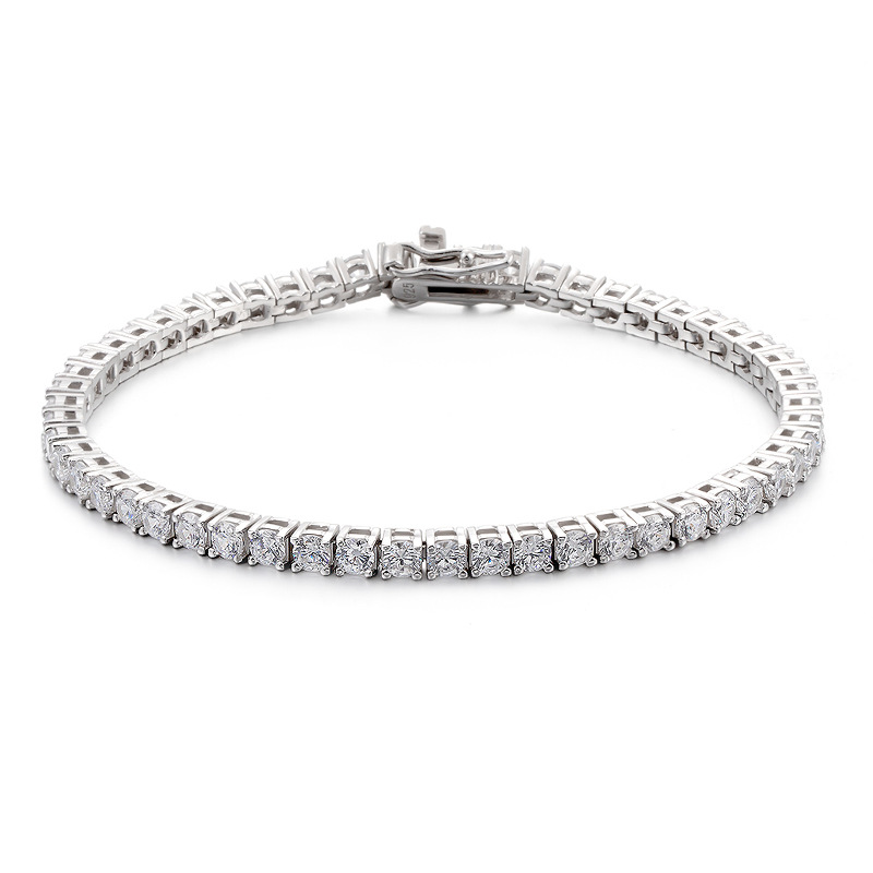 S925 Silver 3mm Tennis Bracelet Full Diamond Zircon Women's High Carbon Diamond Supports Customized Size Zircon Color