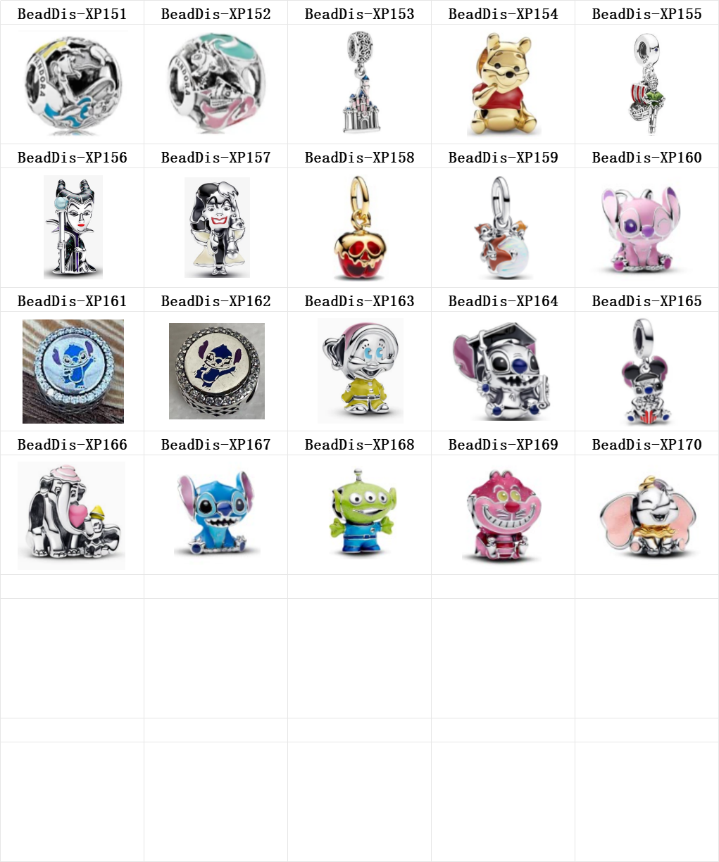 DS Dis151-180 DIS Series Copper Alloy Silver Plated Charms Beads For Making Jewelry Fit Valentine's Day Gifts