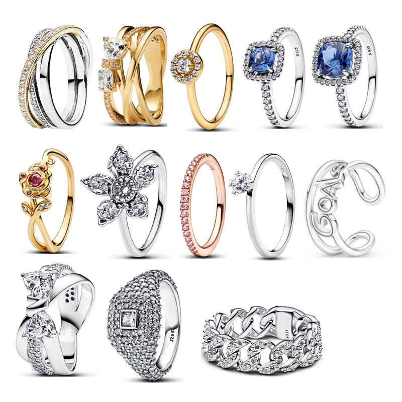 Zirconia Triple Circle Micky Head P Copper Alloy Silver Plated Ring For Women Jewelry Wedding Engagement Girl Gift