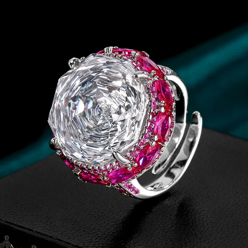 Rose Cut 18-16mm High Quality Zircon Dried Rose White Gold Plated Jewelry Set Best Seller Party Fashion