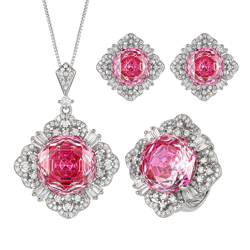 Millennium Cut 16-10mm High Quality Zircon Dragon Fruit White Gold Plated Elegant Jewelry Set Party Trendy