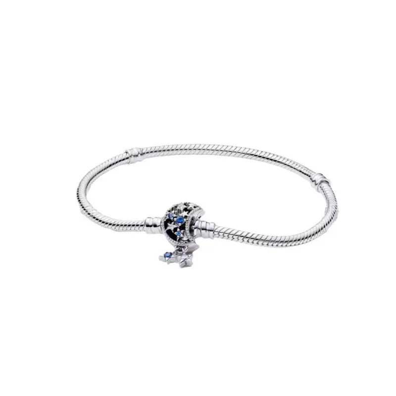 Silver 925 Women Snake Charm Bracelet DIY Man Fit Original Beads Jewelry Making Heart Shaped Daisy Chain Buckle Bone Party
