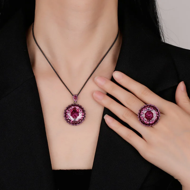 Rose Cut 18mm High Quality Zircon White Gold Plated Elegant Luxury Jewelry Set Best Seller Wedding