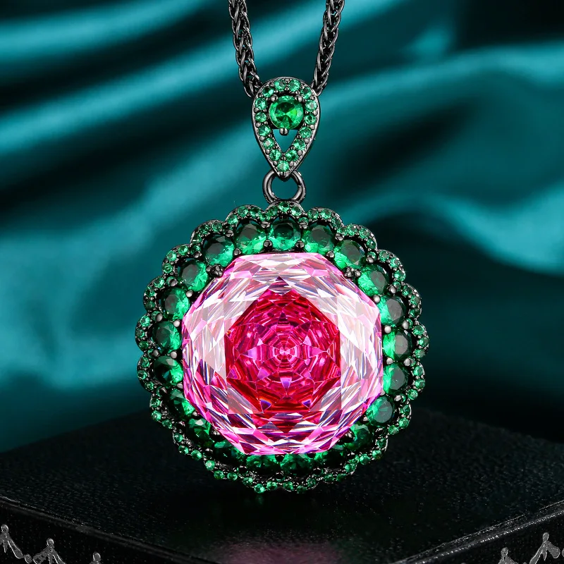 Rose Cut 18mm High Quality Zircon Dragon Fruit White Gold Plated Luxury Fashion Jewelry Set Wedding Party Gift Trendy Elegant