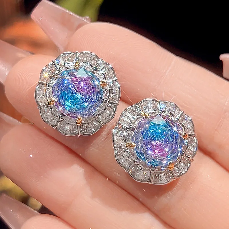 Rose Cut 16-10mm High Quality Zircon Gradient White Gold Plated Elegan