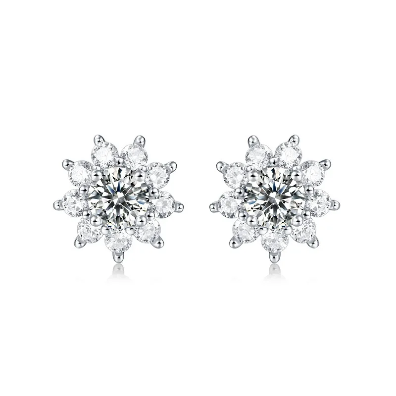 Sparkling Snowflake Moissanite Women's S925 Silver Earrings Original Certified Luxury Jewelry Accessories Anniversary Gift Lover
